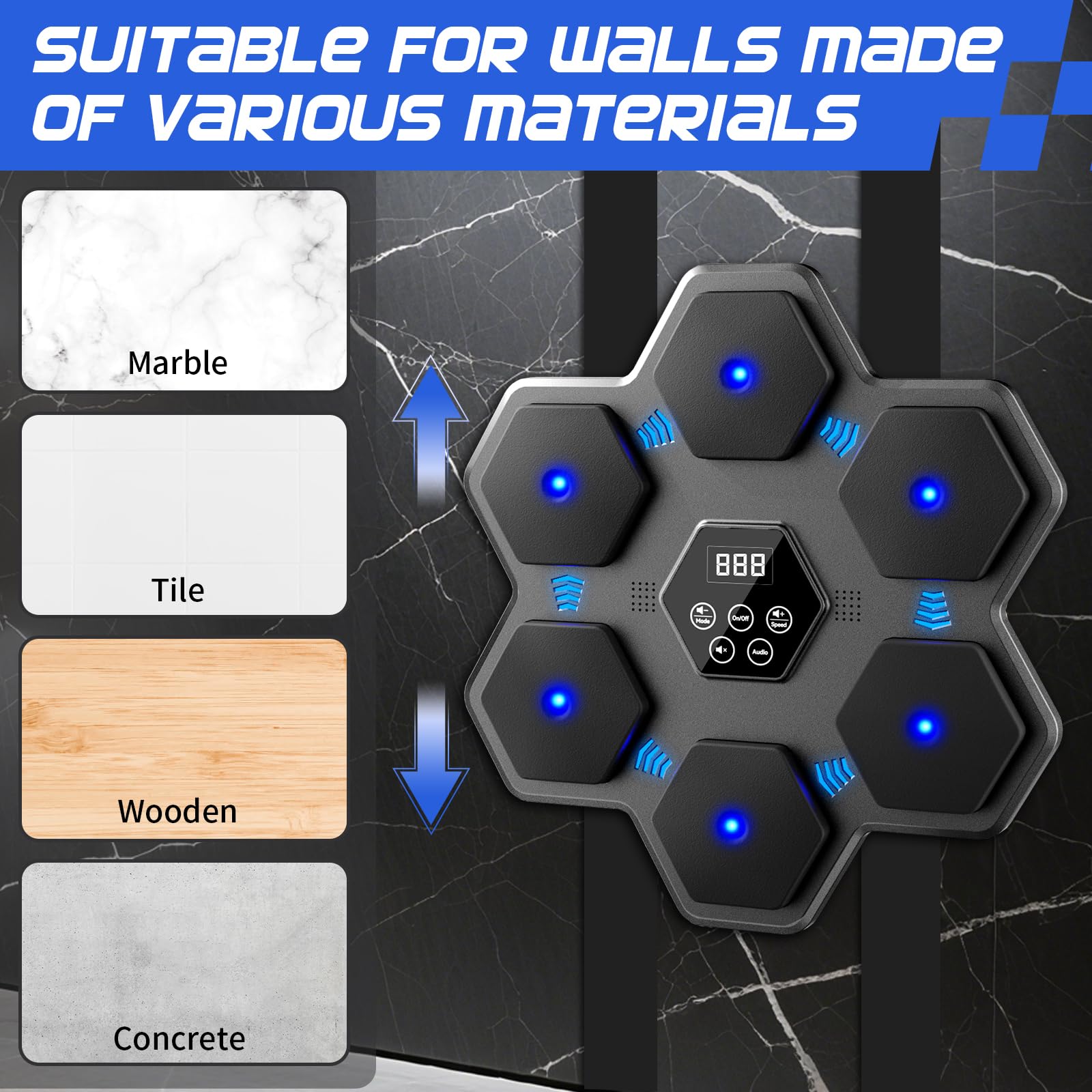 Macchina di Boxe Musicale, Allenatore di punzonaggio interattivo Bluetooth Intelligente con Display a LED, Adatto per Palestra di Ufficio Domestico, Allenamento e Sollievo dello Stress