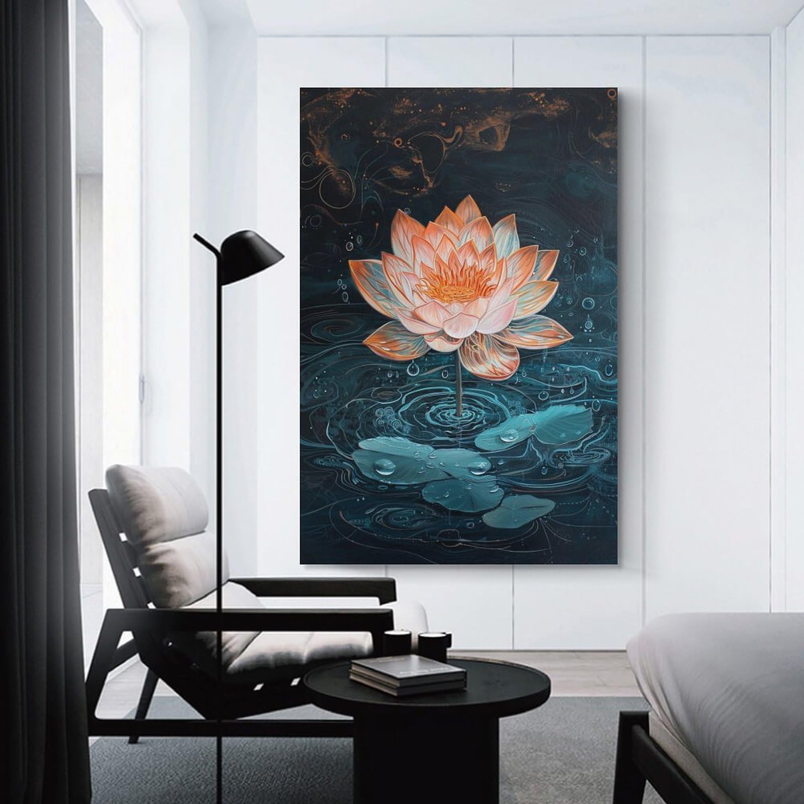 Amazon.co.jp: 絵画 上品で華やかな蓮の花インテリア 絵画 魅力的な花