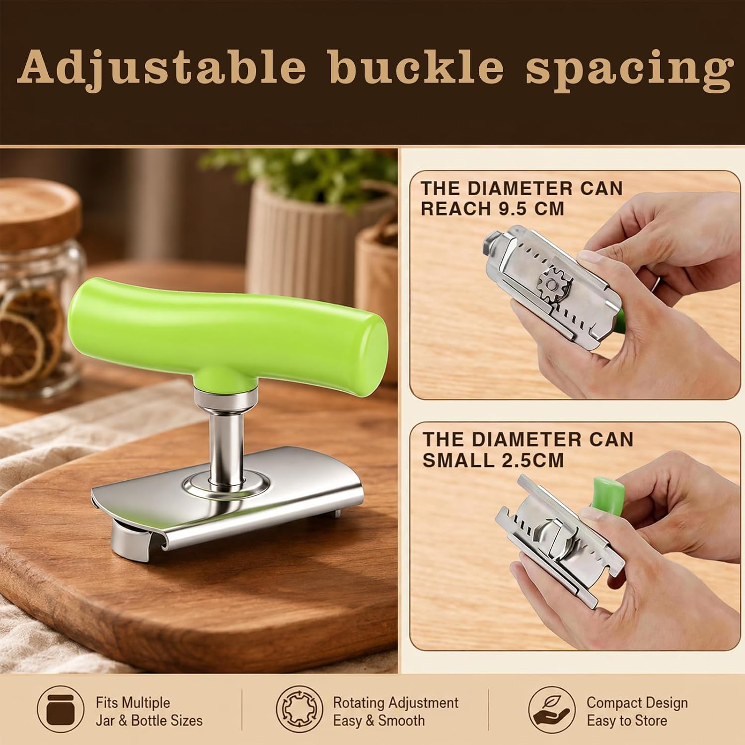 2PCS Adjustable Jar Opener, Stainless Steel Jar Opener, Adjustable Manual Jar Lid Opener, Easy Kitchen Tool for All Size Jars & Bottles(white+green)