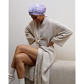 Reusable Shower Cap for Women Reusable Waterproof - Leakproof, Nonslip Hair Cap for Shower Flexiband - Soft, Breathable, Durable Christmas Shower Caps by SMPL OBJECTS (Marble)