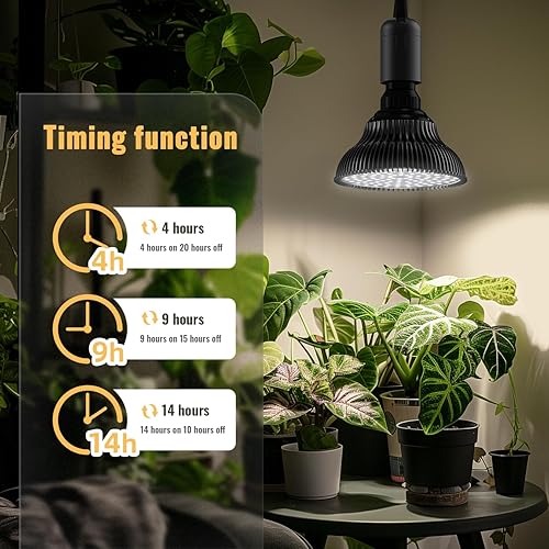 Vista 13 de Bombillas LED de crecimiento, luces de cultivo colgantes para plantas de interior, 25 W 5000 K, luz de planta ajustable en altura con temporizador