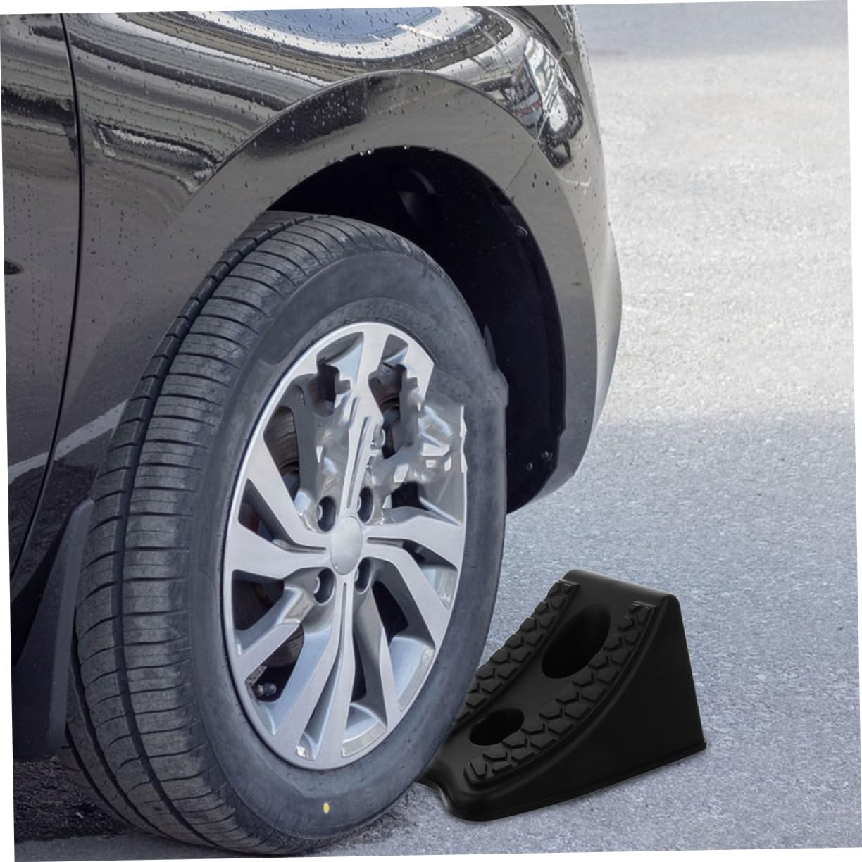 Happyyami Calzos para Ruedas de Plástico Negro para Coche y Vehículo Todoterreno, 2 Piezas, Rendimiento Fiable y Posicionamiento Seguro en Estacionamiento y Mantenimiento