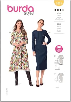 Burda Style X05983BURDA Misses Dress Sewing Pattern Packet, Design Code B5983, Sizes 8-18 34-44