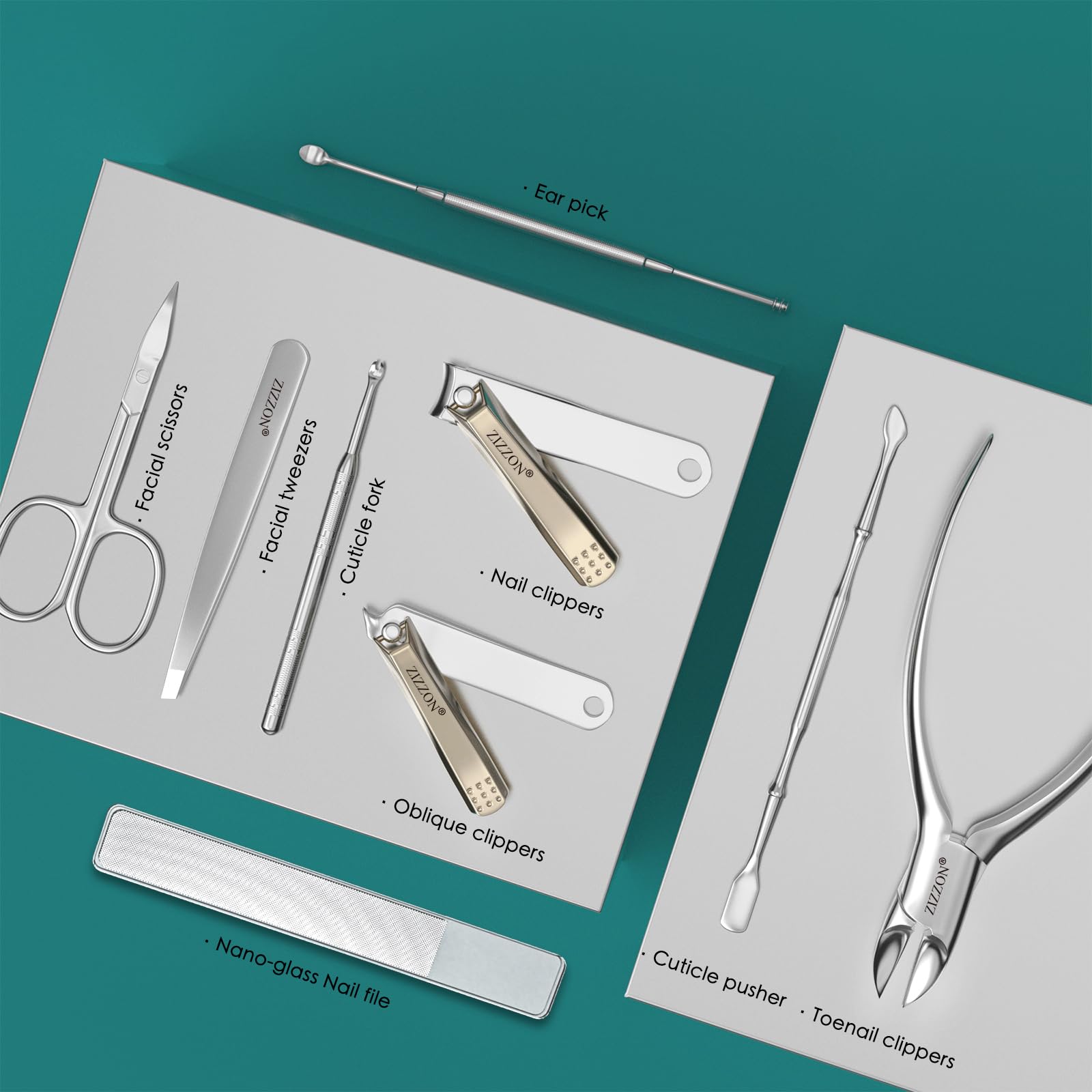ZIZZON Manicure set Professional Stainless Steel Toenail and