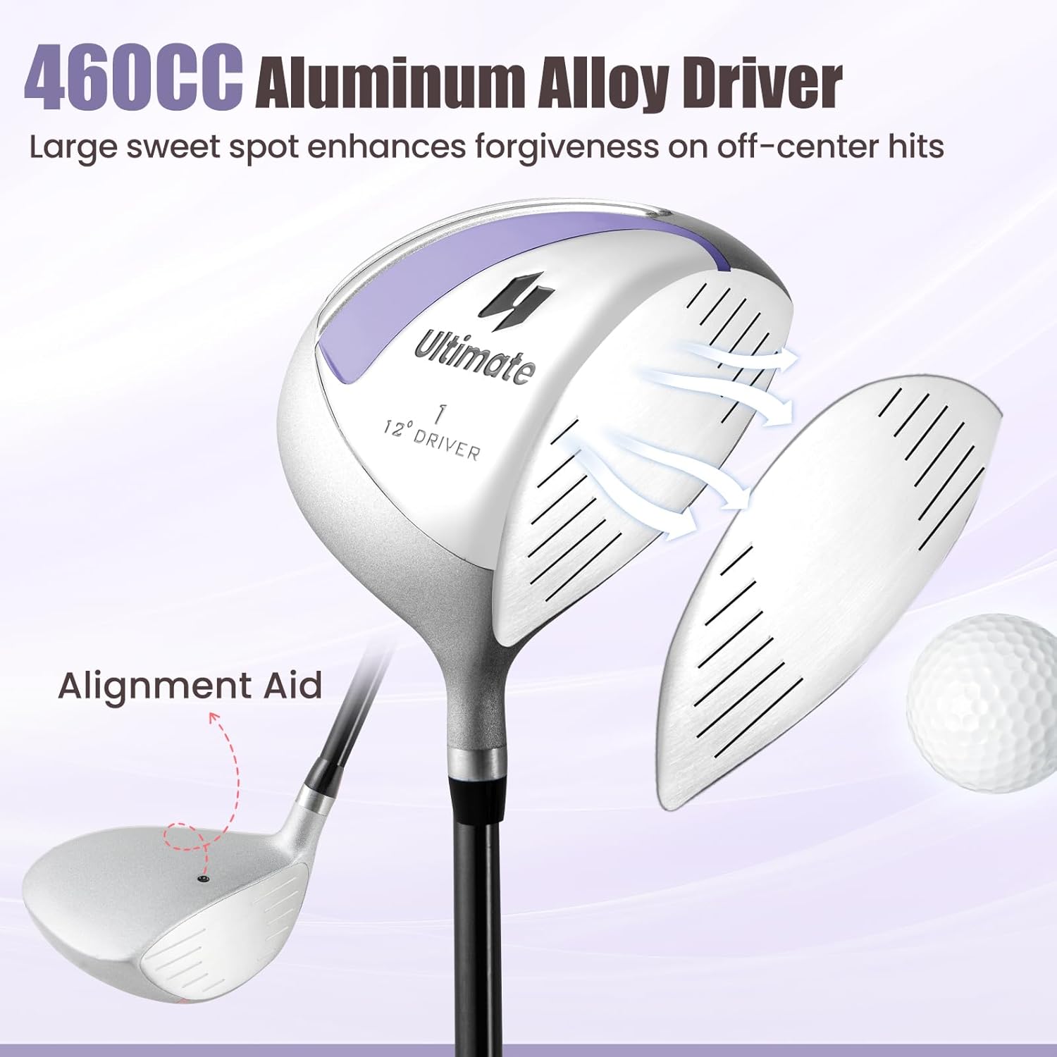 Tangkula 9/10/12 Pieces Women's Complete Golf Clubs Set, Golf Club Package Set with 460CC Driver, Fairway Wood & Hybrid, Irons, Putter, Portable Regular Golf Club Set