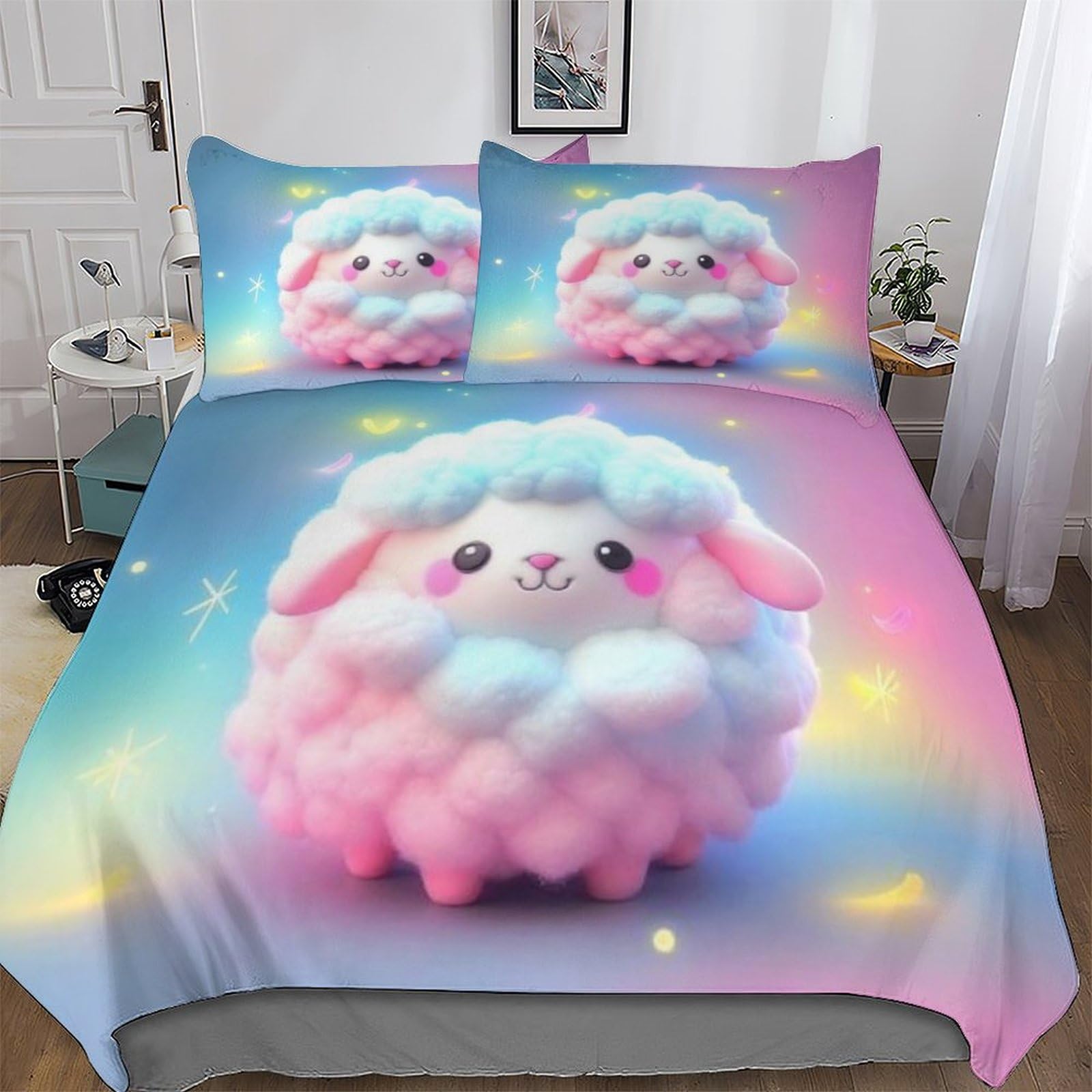 Linge de lit mouton 3D pour literie 220x240cm anti-plis et facile à laver en machine