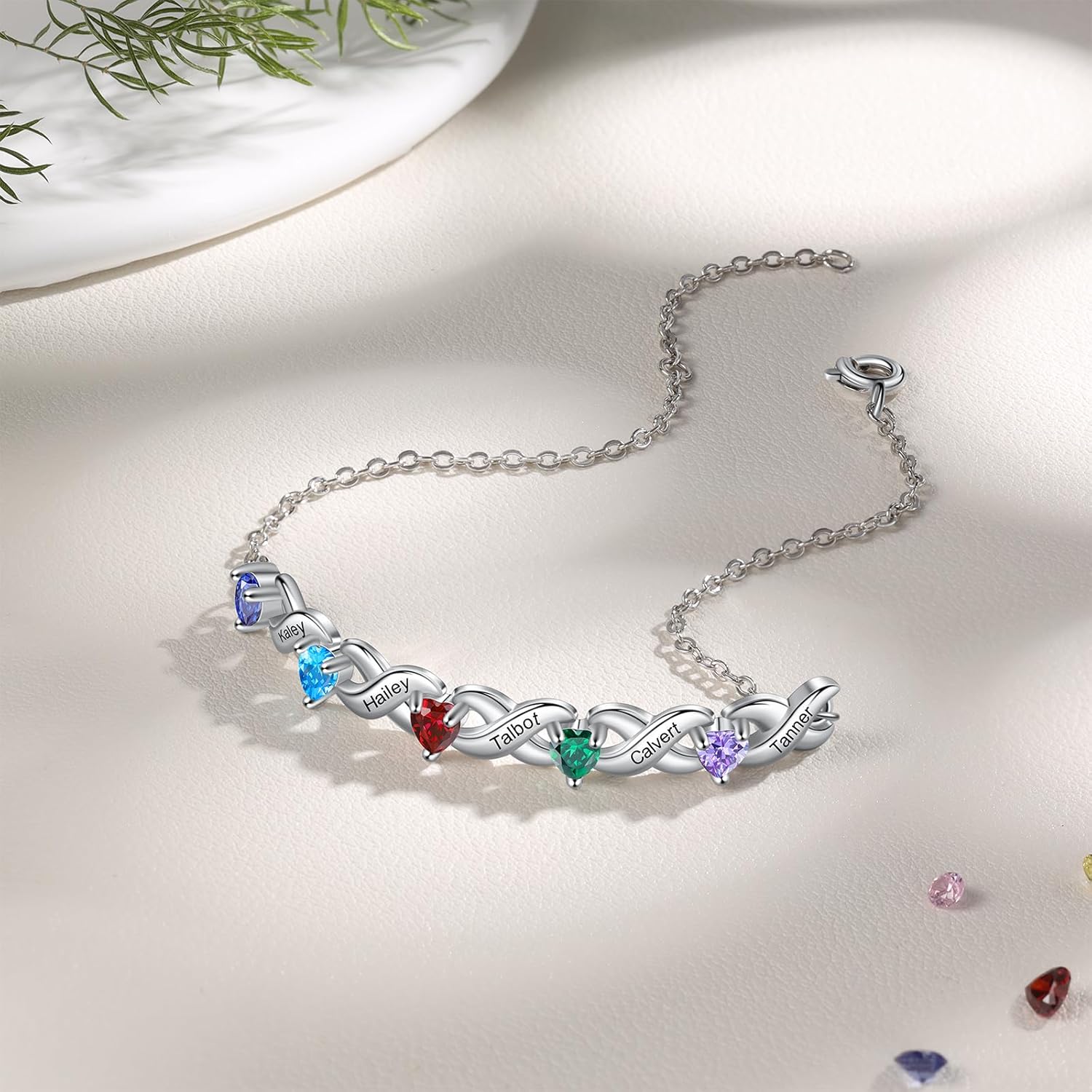 Birthstone Bracelets for Women Personalized Infinity Bracelets Custom Names Bracelet for Mom Daughter Grandma Jewelry Gifts for Mother's Day