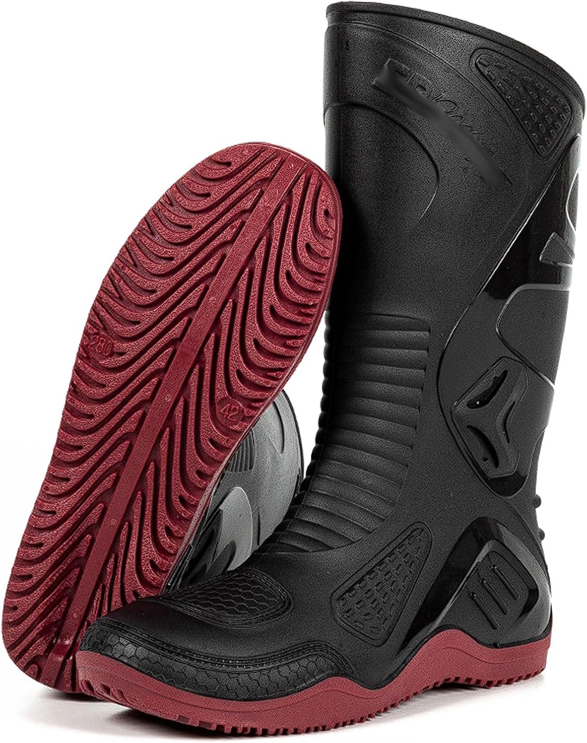 Waterproof Motorcycle Riding Boots, Non-Slip Off-Road Duty Boots High-Top Protective PVC Work Boots Water shoes