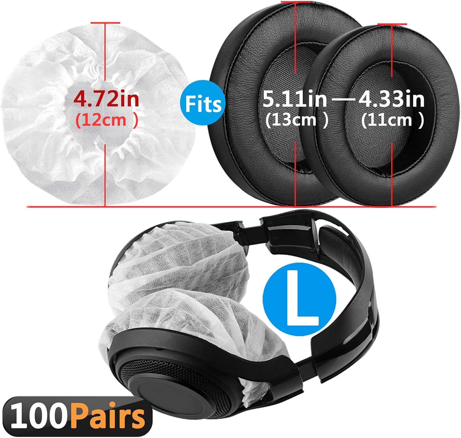 Geekria 100 works Large Non-Woven Fabric Disposable Headphone Covers/Earphone Covers/Ear Pads Protector/Stretchable Sanitary Earcup - Image 3