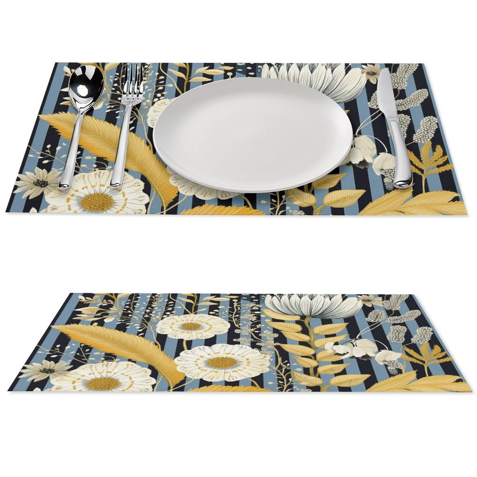 Set de table en PVC tissé premium résistant de haute qualité rectangulaire