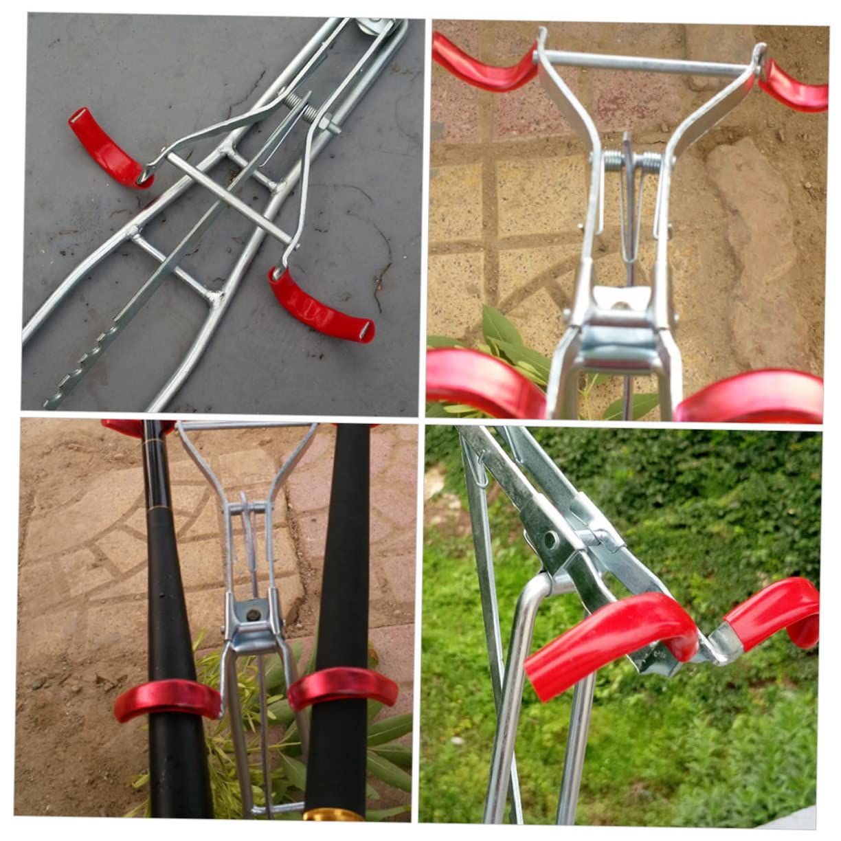 Supports Doubles en Métal Argenté, 2 Pièces, pour Canne à Pêche