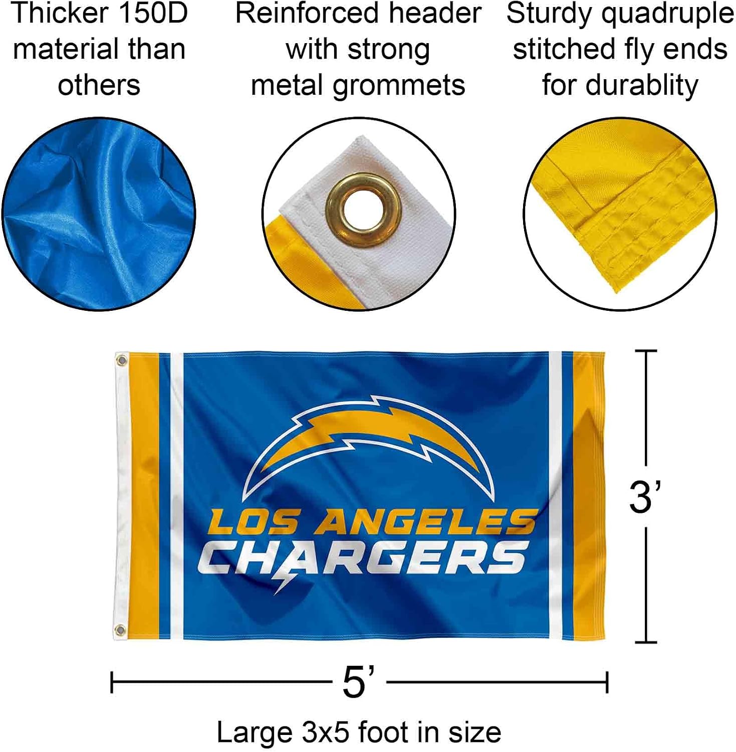 Los Angeles Chargers Wordmark 3x5 Outdoor Flag