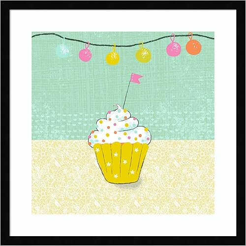 Miniatura 6 de Amanti Art Framed Wall Art Print 28x28 Retro Birthday IV by Chariklia Zarris, Still Life Wall Art, Whimsical Decor, Medium Poster Painting Artwork