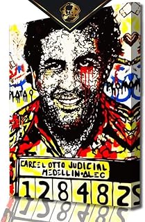 Pablo Escobar Street-Artwall Art - Modern Coloful Canvas - Graffiti Sytle - Poster Print - Real Wood Frame