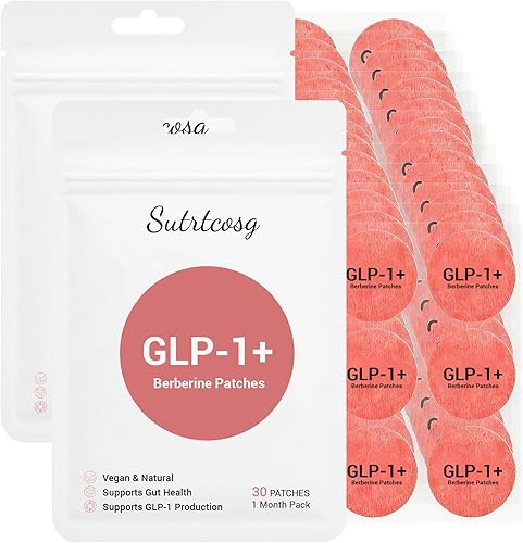 Parches GLP-1 con L glutamina, berberina, canela, cromo y granada para apoyo diario al bienestar, parches de ingredientes naturales - 2 unidades, 60