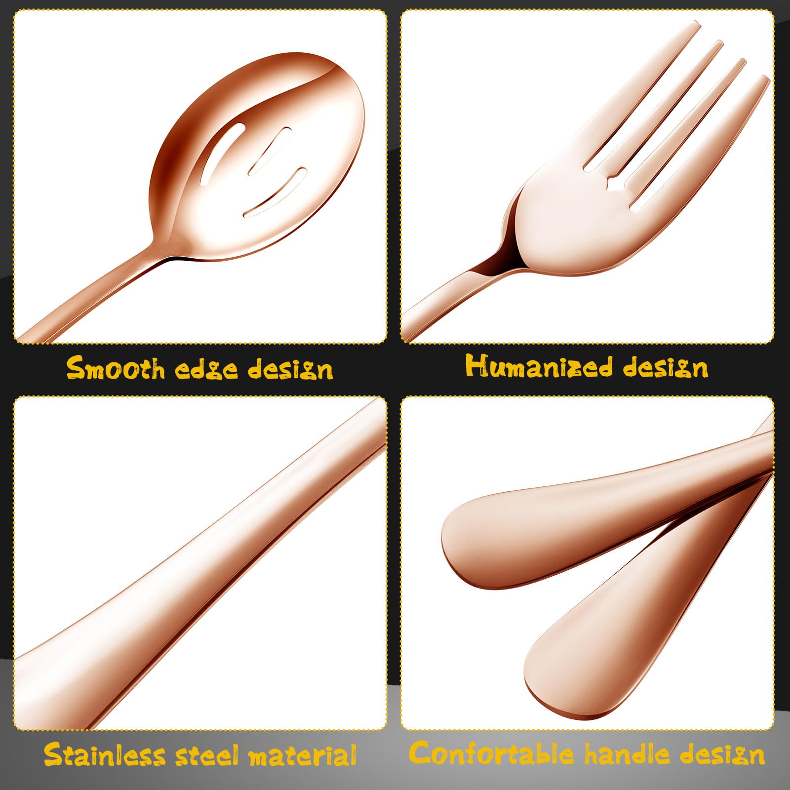 Juego de 30 utensilios de servir de acero inoxidable que incluye cucharas grandes para servir, cucharas ranuradas, tenedores para servir, cucharón, servidor de pastel y pinzas para servir para fiesta