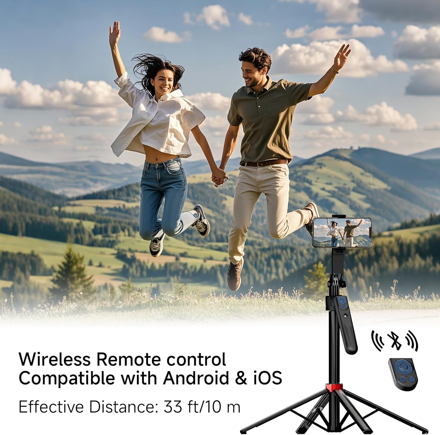 70" Auto Face Tracking Tripod for iPhone, 360 Rotation Travel Selfie Stick Mount with Remote, Gesture Control and Fill Light, Motion Sensor Phone Tripod for Tiktok YouTube Video Vlog Recording
