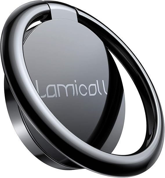 Lamicall Cell Phone Ring Holder Stand - Phone Finger Gip Kickstand, 360° Rotation Polished Metal Grip for Magnetic Car Mount, Fit for iPhone 17/16/15/14 Pro Max Air, Android Smartphone Accessories