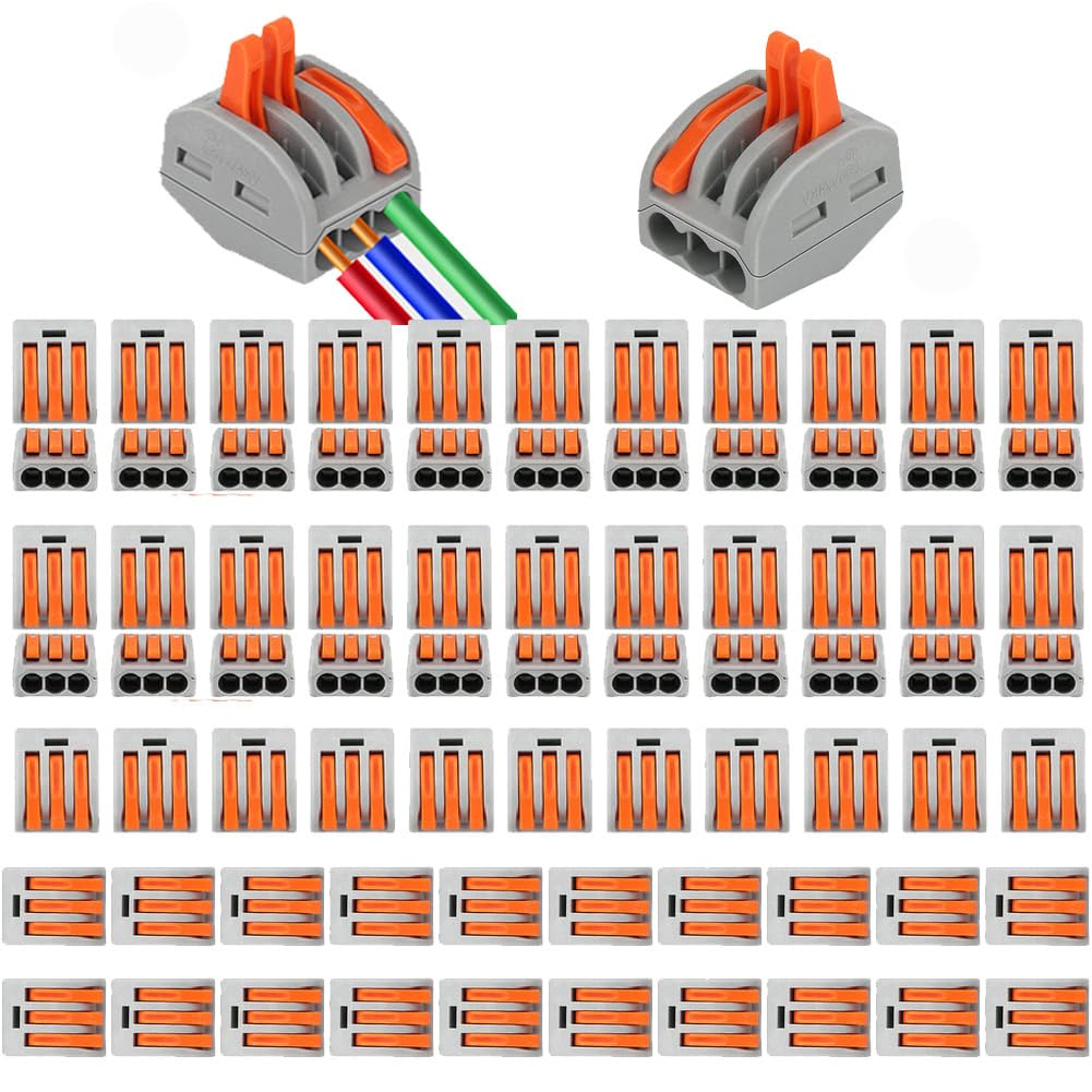 Compact Wire Connectors, YUSHIHU Electrical Connector Blocks,75Pcs Clamp 3-Port
