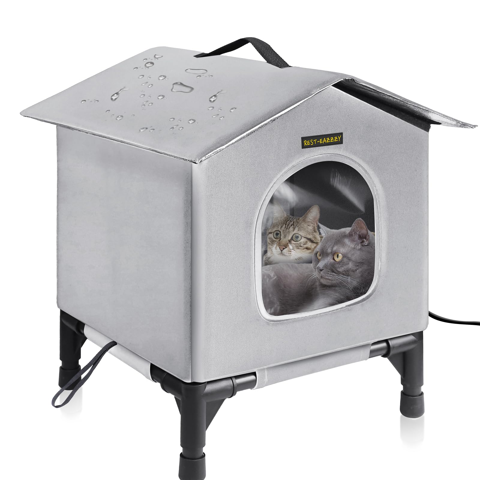 Rest-Eazzzy Cat House for Indoor and Outdoor Cats in Winter, Waterproof, Fully Insulated Shelter for Stray and Feral Cats, Great for Cat Houses for