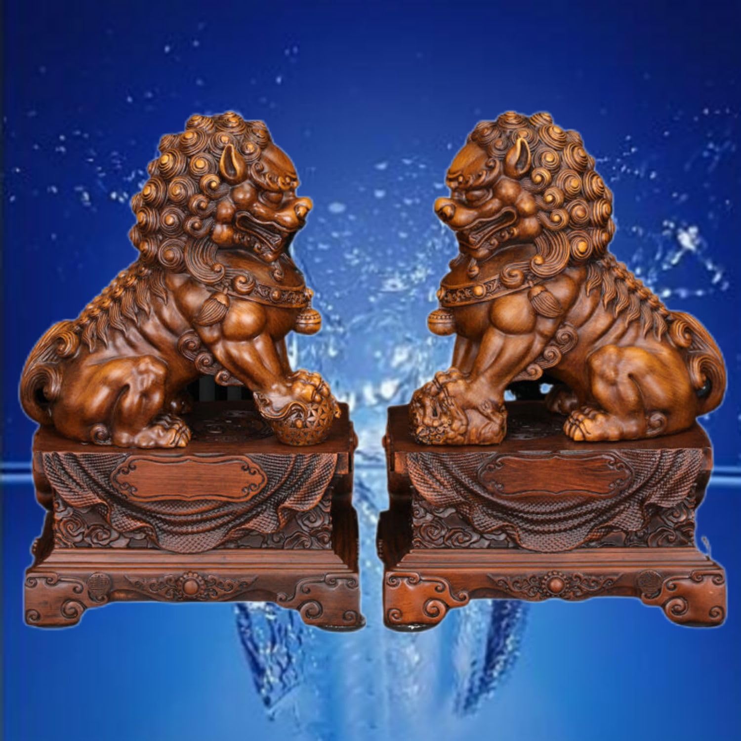 Amazon.com: noxozoqm 大号招财狮子摆件Chinese Feng Shui Resin