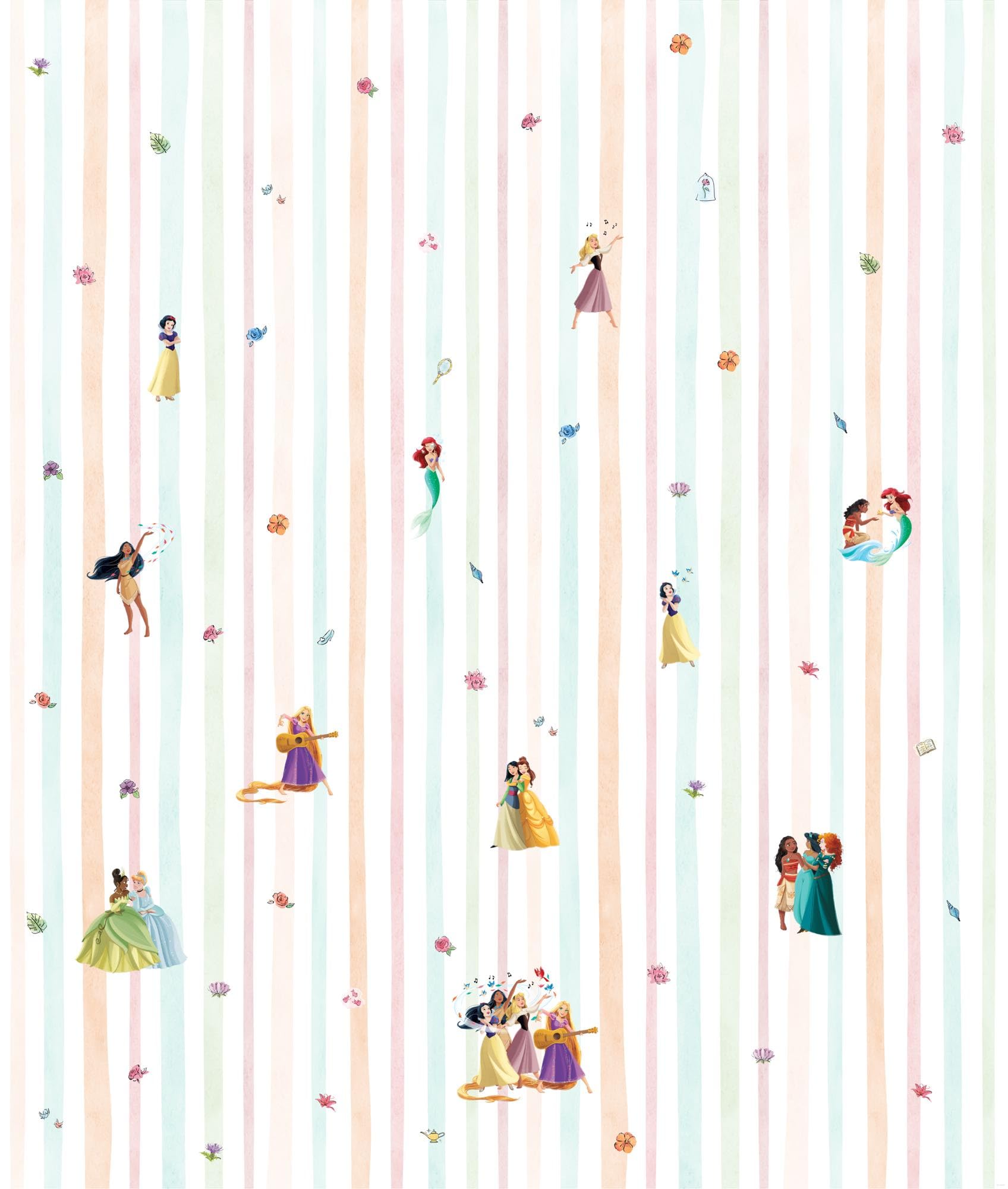 Disney Princesses Charmix - Papel pintado (212 x 250 cm, 1 rollo de 4 paneles)