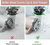 Vista 3 de Stanley Cup - Juego de tapones para popote compatible con Stanley Cup de 40 onzas, 30 onzas, Quencher H1.0, 2 tapas de silicona para popotes, 4