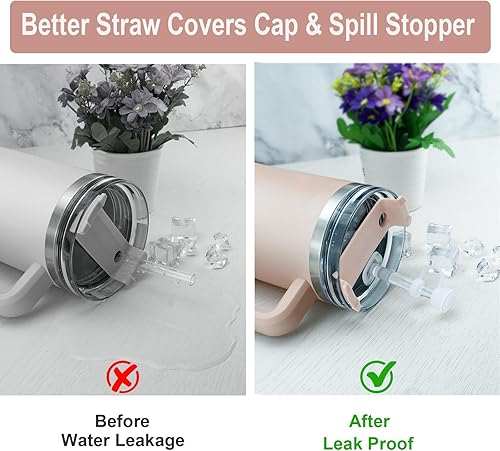 Miniatura 2 de Juego de 8 accesorios para vasos Stanley Cup H2.0, incluye 2 tapas de popote para popote de 0.354-0.394 in, 4 protectores de silicona a prueba de