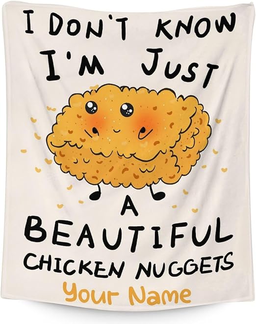Mercuryelf Custom Chicken Nugget Blanket - Soft, Fuzzy & Warm - 50x60 Inches Flannel Throw Blankets for Living Room, Sofa - Beige Cute Throws Gift for Teens