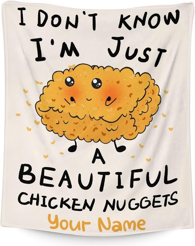 Mercuryelf Custom Chicken Nugget Blanket - Soft, Fuzzy & Warm - 50x60 Inches Flannel Throw Blankets for Living Room, Sofa - Beige Cute Throws Gift for Teens