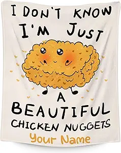 Mercuryelf Custom Chicken Nugget Blanket - Soft, Fuzzy & Warm - 50x60 Inches Flannel Throw Blankets for Living Room, Sofa - Beige Cute Throws Gift for Teens