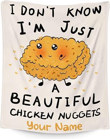 Mercuryelf Custom Chicken Nugget Blanket - Soft, Fuzzy & Warm - 50x60 Inches Flannel Throw Blankets for Living Room, Sofa - Beige Cute Throws Gift for Teens