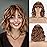 MISSQUEEN Light Brown Wavy Wig with Bangs Short Synthetic Curly Blonde Brown Highlight Wigs Heat Resistant Synthetic Fibre Wigs for Women Girls Daily Party Holiday Festival Chrismas Used