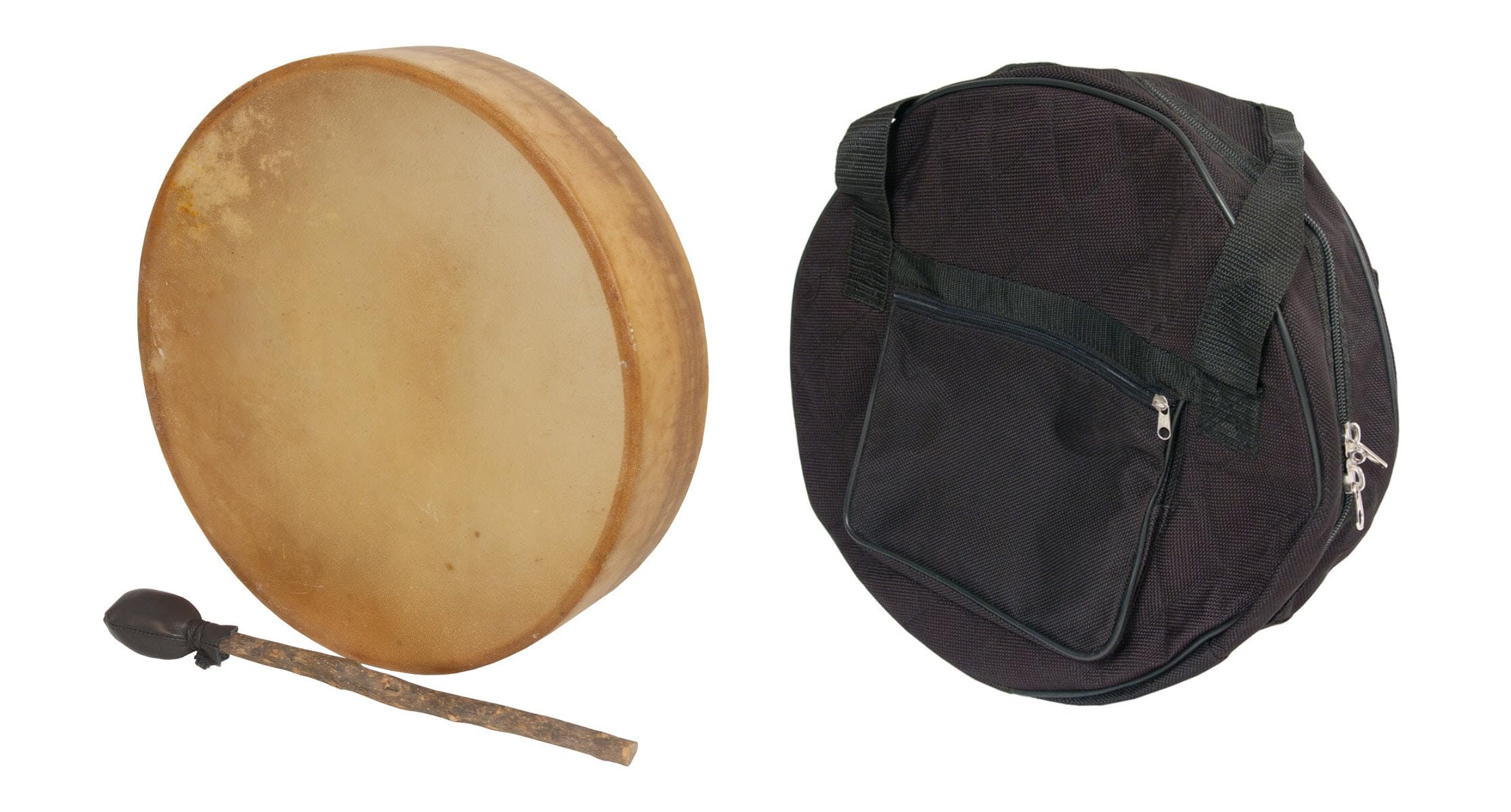 14" Shaman Wood Frame Drum w/Leather Beater & Gig Bag