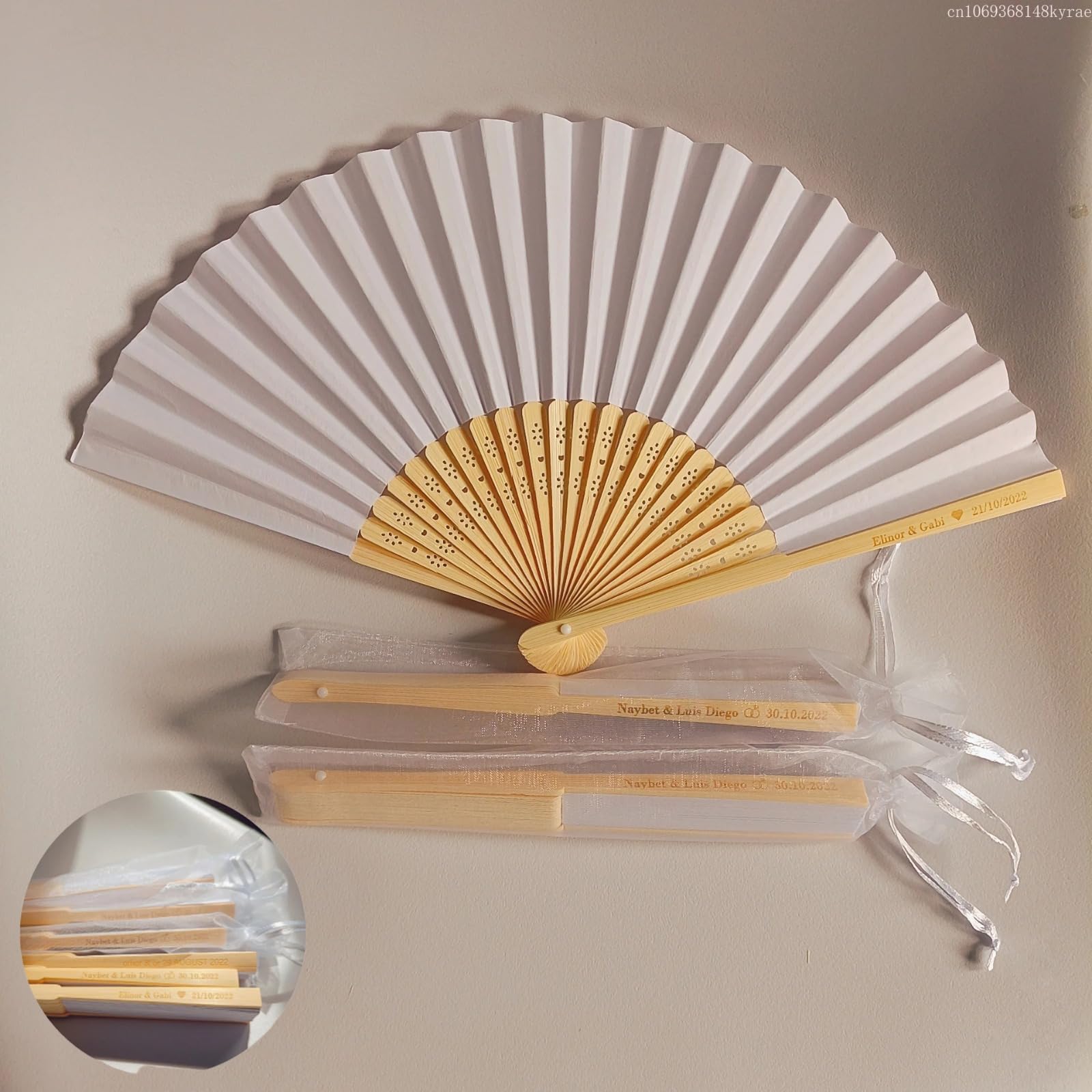 Ter Personalized Engraved Hand Fan Wedding Fold Fan Vintage Fans Customized Wedding Favor Party Gifts (20pcs)