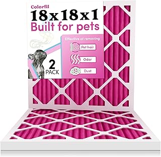 18x18x1 Air Filter by Colorfil | Color Changing Filters Designed for Cat and Dog Odor | MERV 8 Filter | Air FIlter 18x18x1 | Air Conditioner Filter | HVAC Filter for Pet Hair | 18x18 Air Filter 2 pack