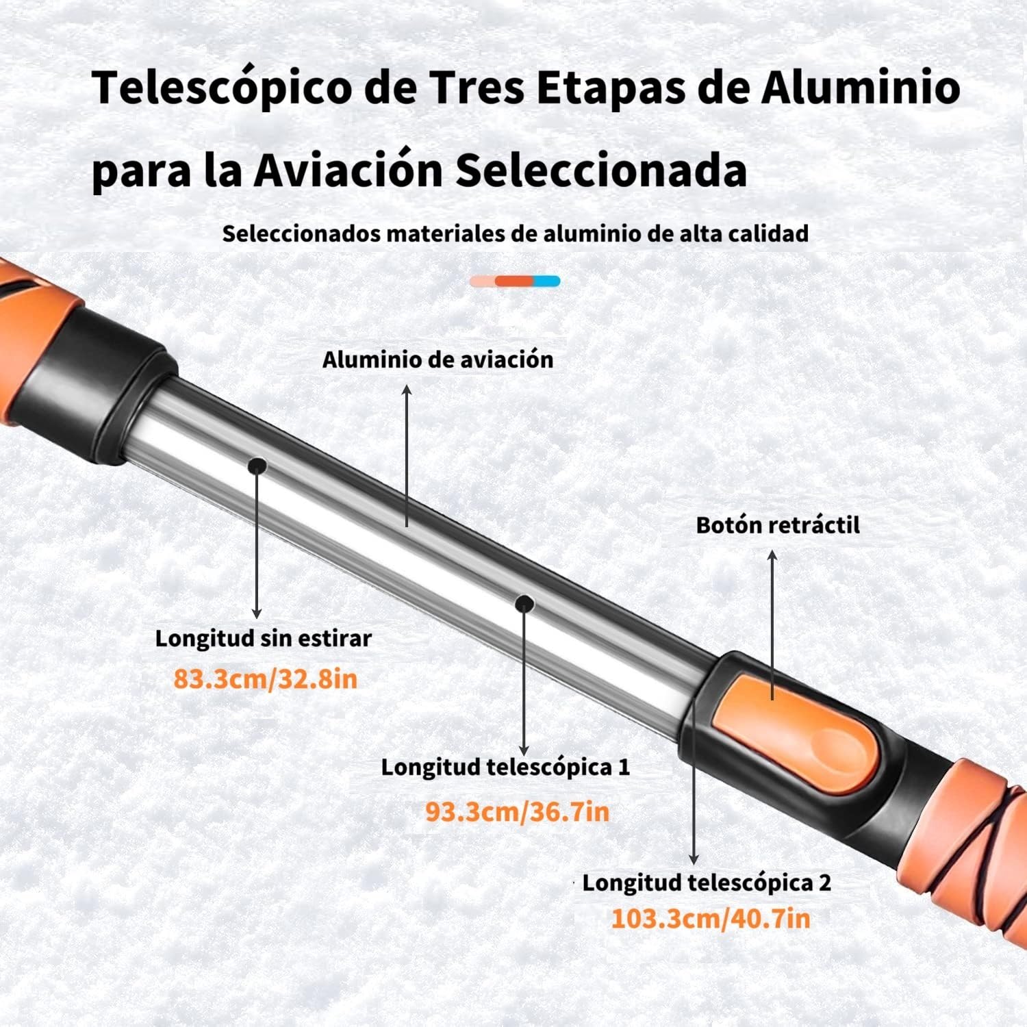 120 CM Cepillo de Nieve para Automóviles, 6 en 1 Raspador de Hielo para Limpiaparabrisas, Pala de Nieve con Mango Telescópico para Automóviles, SUV, Camiones