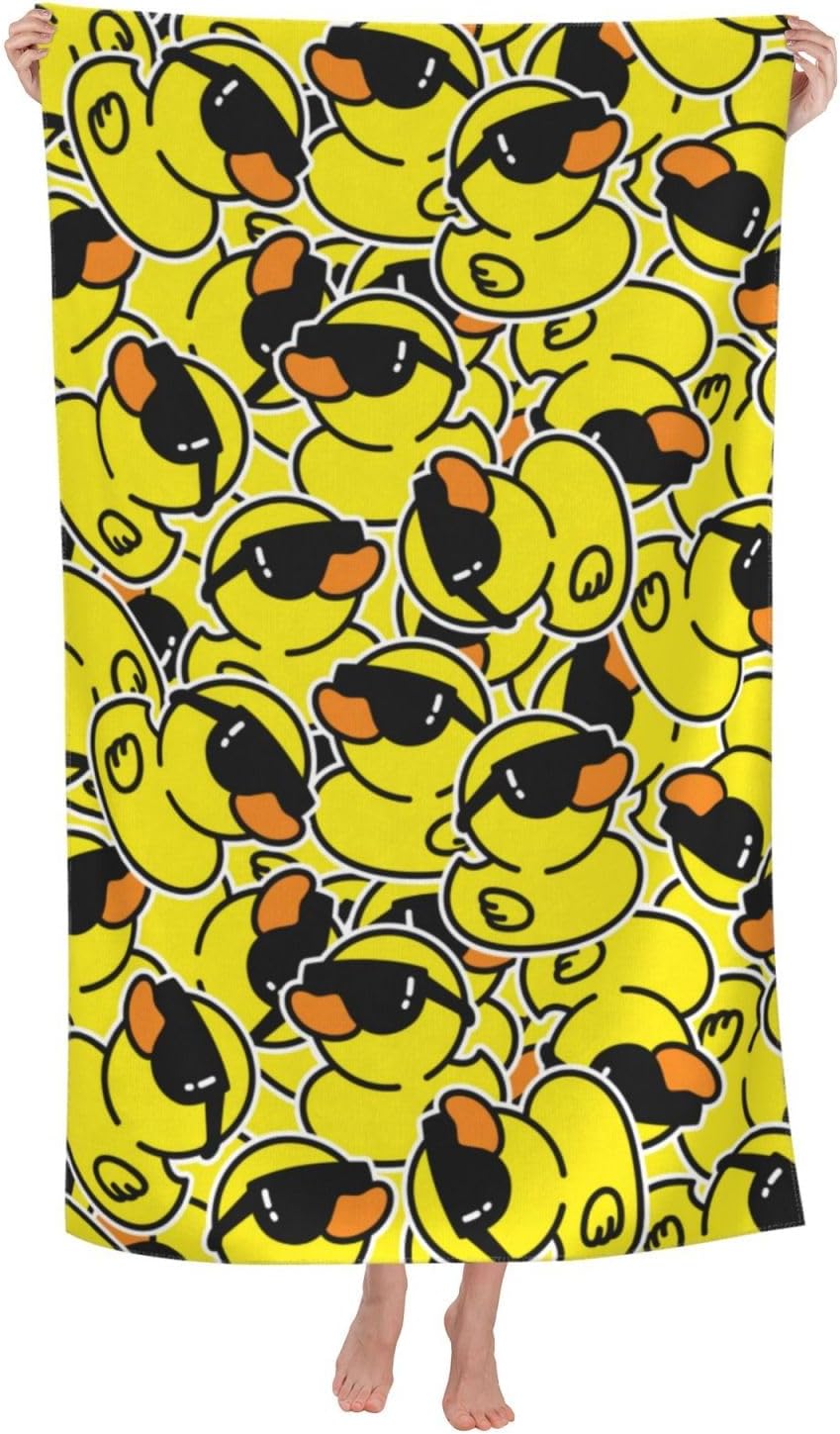 VOOHDDY Cool Duck Cartoon Fun Beach Towel Soft Absorbent Microfiber Quick Dry Large Bath Towels for Bathroom Women Men Boys Girls Pool Camping Travel Swimming Picnic Sports