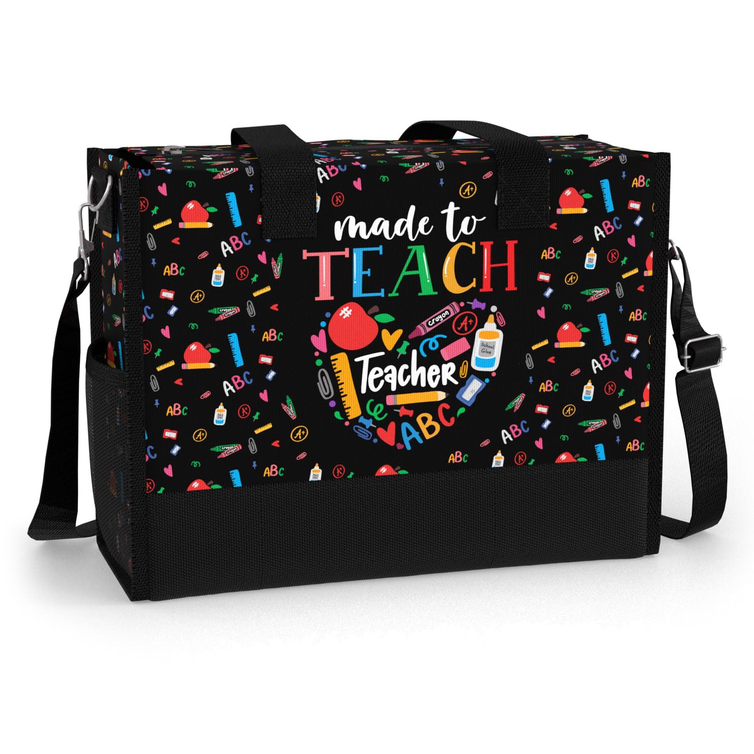 84hoods Large Waterproof Tote Bag with Pockets and Zipper for Travel, Work, Grocery. Gift for Women. Gift for Teacher.