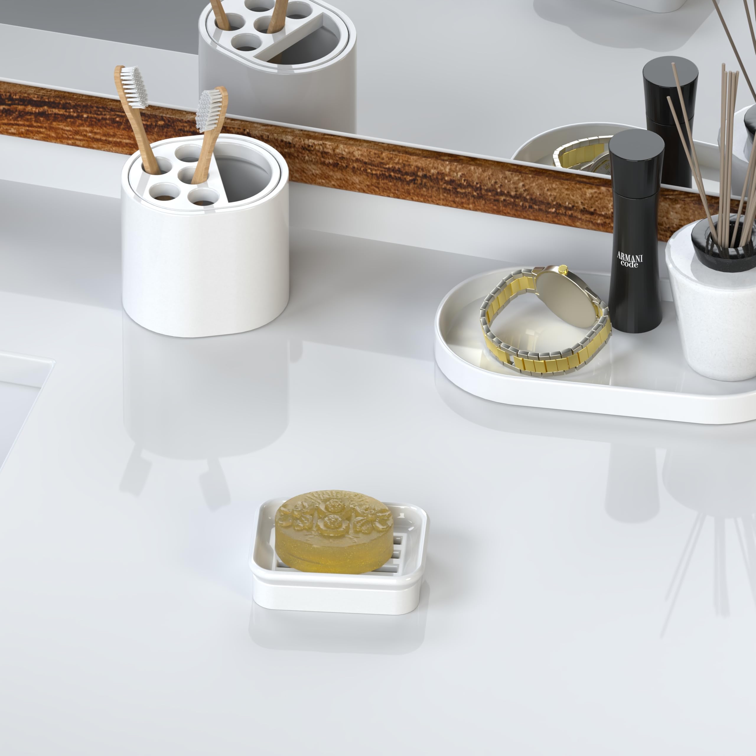 Jabonera de granito, soporte de jabón colador de doble capa, adecuado para cocinas, baños y fregaderos de bar, soporte de jabón duradero para ducha, el mejor lugar para tu barra de jabón (blanco)