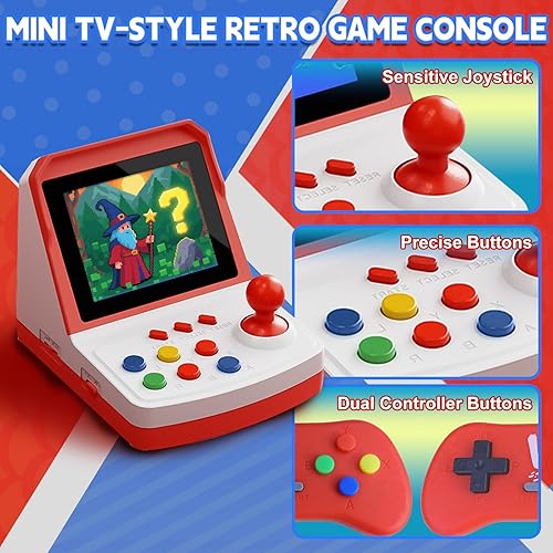 Miniatura 4 de Consola de juegos portátil retro A6, compatible con más de 1000 juegos, pantalla de 3.2 pulgadas, mini estilo de TV, Plug & Play a pantalla grande,