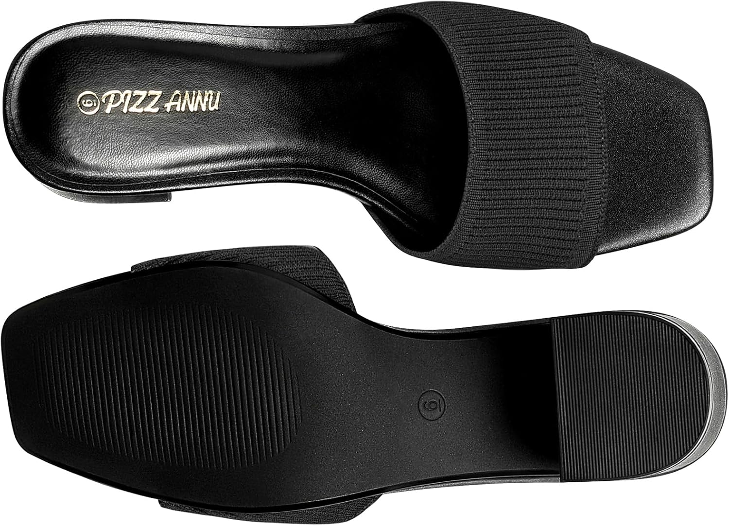 PIZZ ANNU Women's Square Open Toe Heels Sandals Low Block Chunky Heeled Sandal Slip on Mules Comfortable Casual Dress Pumps Shoes - Image 5