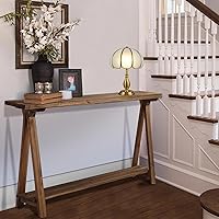 Wnutrees 43.3" Rustic Farmhouse Solid Wood 2-Tier Console Table for Entryway, Living Room Sofa Table - Natural