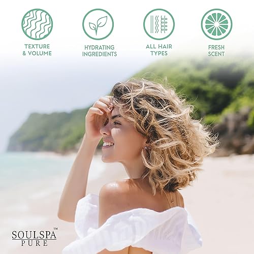 Miniatura 6 de SOULSPA PURE Spray de sal marina para cabello de hombres y mujeres, con biotina, menta y aceite de lavanda, peinados texturizados, definición de