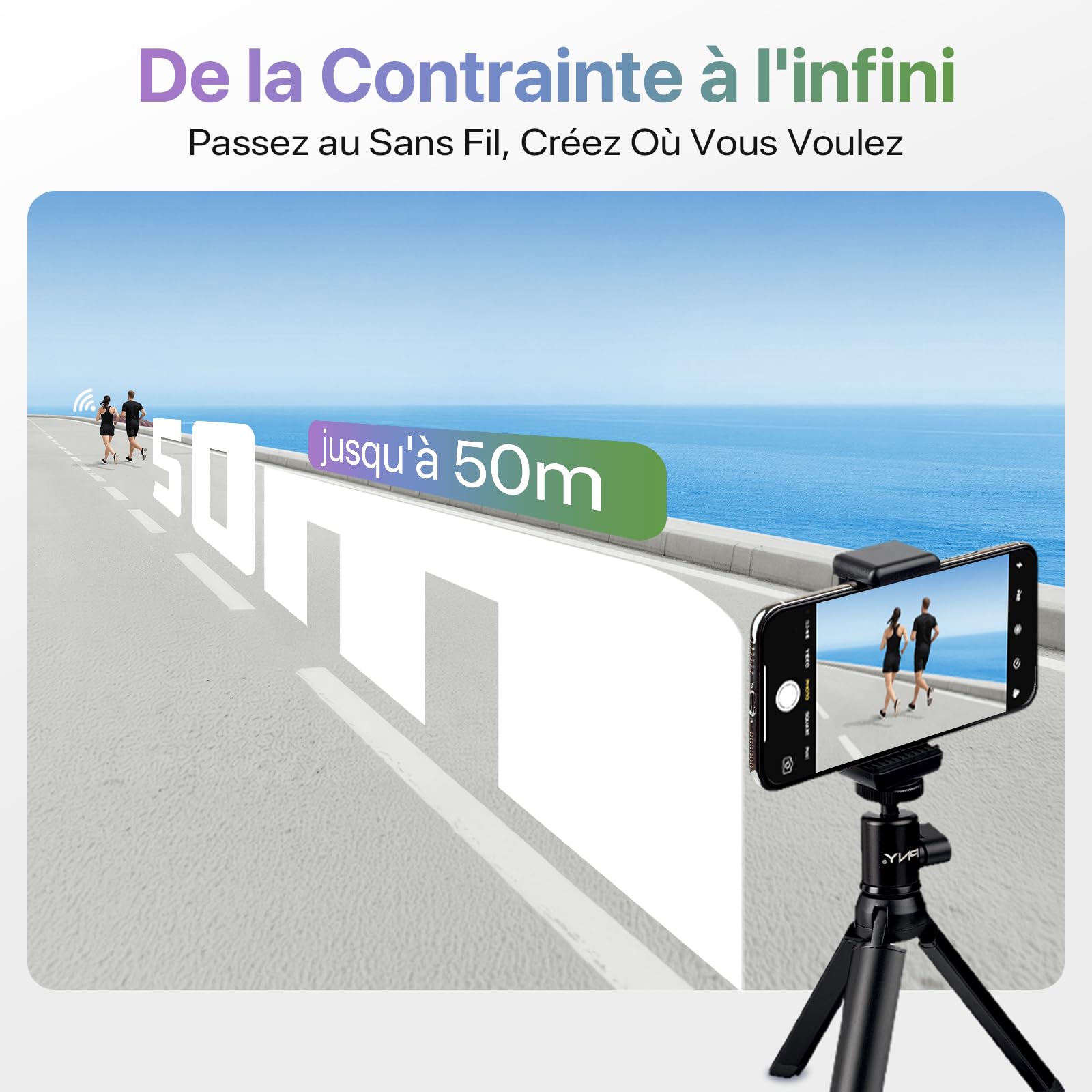 Moman Écran Moniteur Selfie sans Fil Magnétique 3,97" pour Smartphone | Compatible iPhone 7-17 et Android, 4K/1080p, 50m, Aperçu en Temps Réel pour Vlog, Tiktok et Live - Blanc