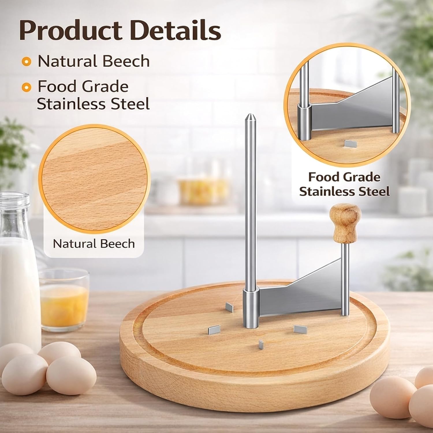 Cheese Shaver with Stainless Steel Blade and Wood Base - Flower Maker for Cheese Boards, Desserts, Parties and Home Use