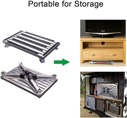 Miniatura 7 de Plataforma portátil para escalones de caravana, patas de goma antideslizantes y plegables, capacidad de carga de 330 libras, escalera duradera,