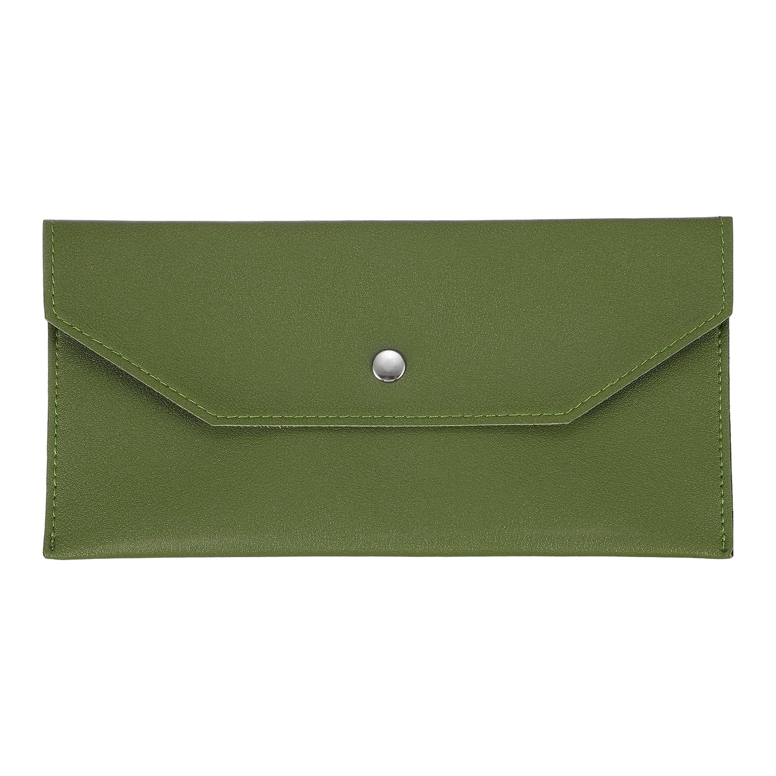 PATIKIL 1Pcs PU Leather Envelope Wallet Card, Reusable Money Pouch Small Leather Organizer Pouch for Women Men Travel,Leaf Green