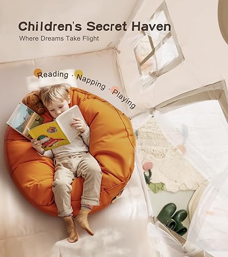 Miniatura 8 de Tienda de campaña grande para niños con paspartú, luces de estrellas, guirnalda de tejidos, tienda de campaña para interiores y exteriores, tienda