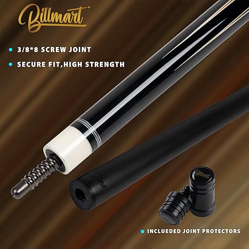 Miniatura 4 de Palo de taco de piscina de fibra de carbono, palos de billar con eje de desviación baja de 0.492 in con estuche rígido, palo de piscina profesional